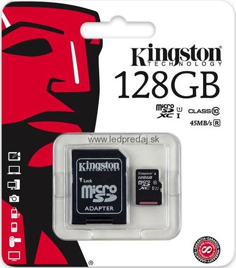 128GB MICROSDXC KINGSTON UHS-I U1 45R/10W + ADAPTER