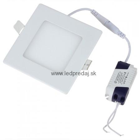 hranatý zapustený LED mini panel  6W tepla biela 
