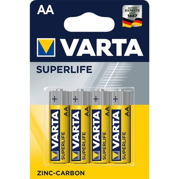 Batérie zinkovo-uhlíková Varta Superlife AA, R06, blistr 4ks
