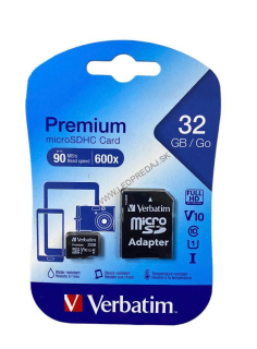 Verbatim MicroSDHC 32GB Premium + SD adaptér